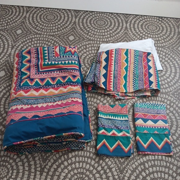 Campbell'S Other - Vintage 1980's Collier Campbell Twin Southwestern Comforter Set 4 Reversible